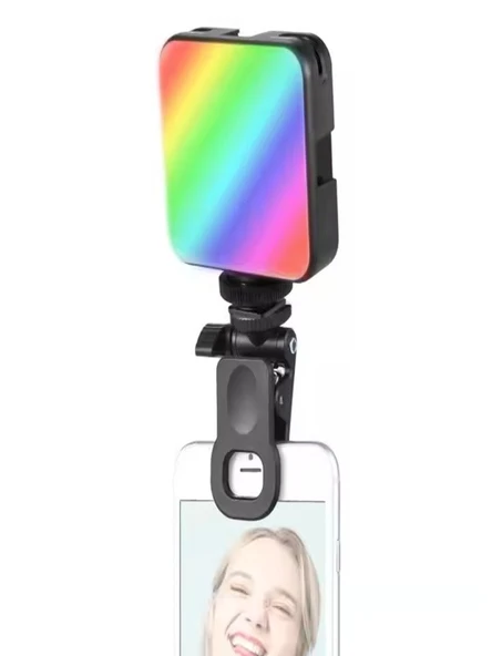 RGB Mini Klipsli LED Işık  Ayarlanabilir Açı  Taşınabilir, Şarjlı, Cep Tipi Video ve Yayın Aydınlatma Lambası - 8