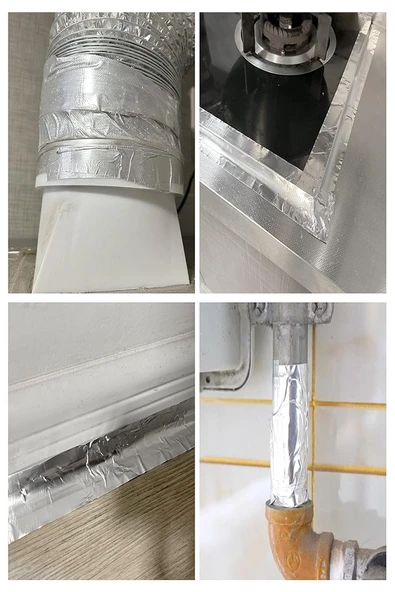 Alüminyum Bant 10 Metre 1 Paket Aliminyum Folyo Yapışkanlı Band Aspiratör Soba Borusu Tamir Sıcaklığa Dayanıklı Yanmaz - Resim 6