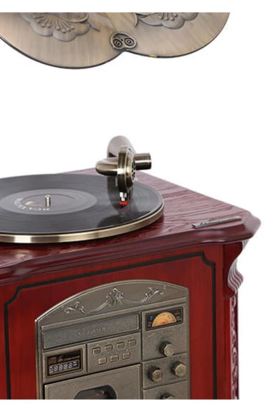 Gramofon Plakçalar Ahşap Standlı 150cm Radyo Bluetooth Usb C0997 - Resim 10