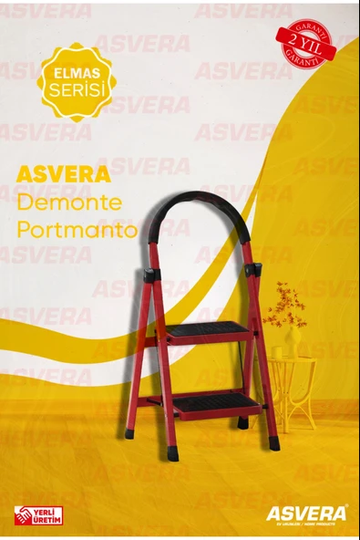 ASVERA Patika 2’li Ev Tipi Merdiven – Kırmızı Renk, Hafif, Kaymaz ve Dayanıklı Tasarım ürün görseli
