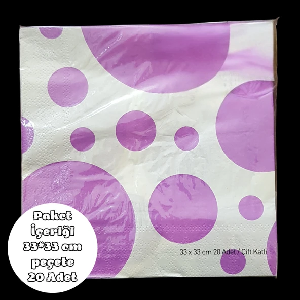Mor Puanlı Peçete 33*33 cm 20 Adet ürün görseli 1