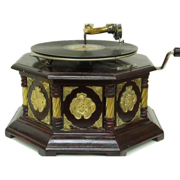 Gramofon Sekizgen Bronz Kakma Kurmalı Plakçalar ASIG523O - Resim 5