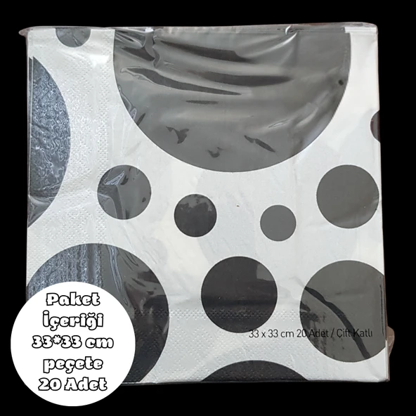 Siyah Puanlı Peçete 33*33 cm 20 Adet ürün görseli 1