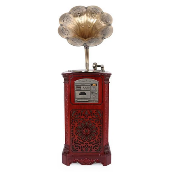 Gramofon Plakçalar Ahşap Standlı 150cm Radyo Bluetooth Usb C0997 - Resim 2