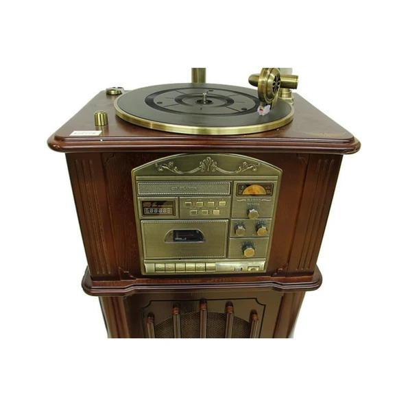 Gramofon Ahşap Standlı Plakçalar 135cm Radyo Bluetooth Usb Pikap C0352 - Resim 4