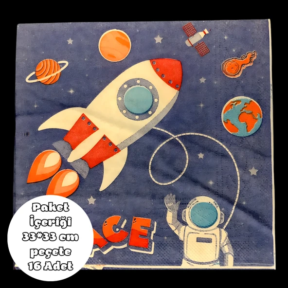 Uzay Temalı Peçete 33*33 cm 16 Adet ürün görseli