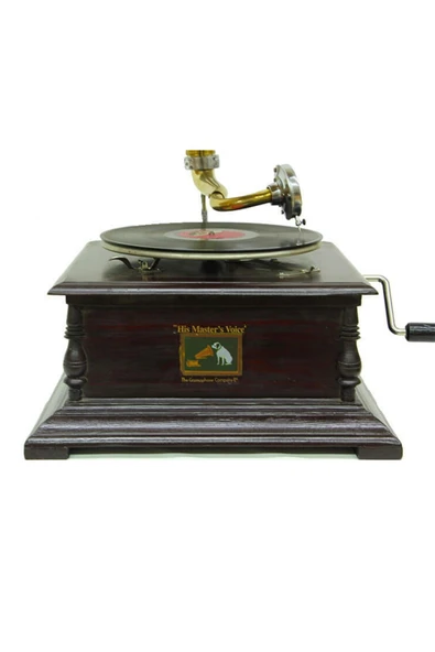 Gramofon Plakçalar Nostaljik Kurmalı Ahşap Kare ASIG509 - Resim 10