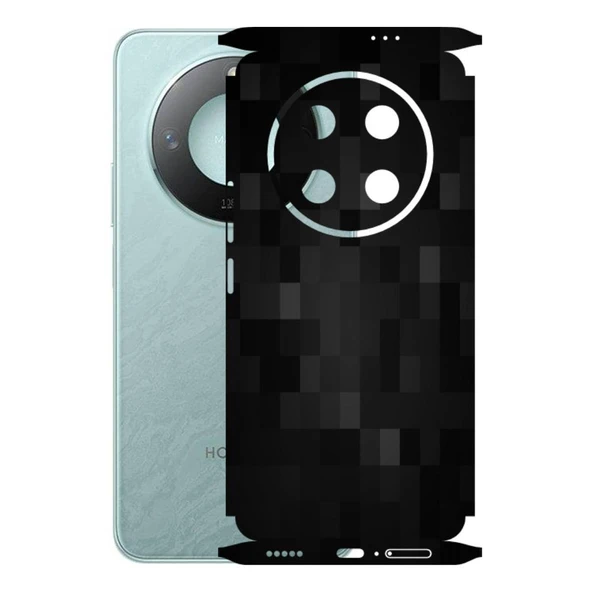Honor Magic 7 Lite ile Uyumlu 360 Arka Kaplama   Pixel Desenli Siyah ürün görseli 1