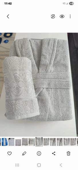 BELİNİS %100 PAMUK BORNOZ SET 1ADET BORNOZ 1ADET HAVLU RENK GRİ