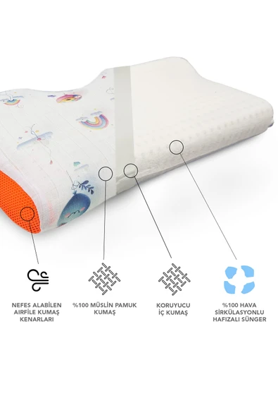 Visco ortopedik çocuk yastığı,boyun destekli delikli hava kanallı Visco yastık (balon) - Resim 7