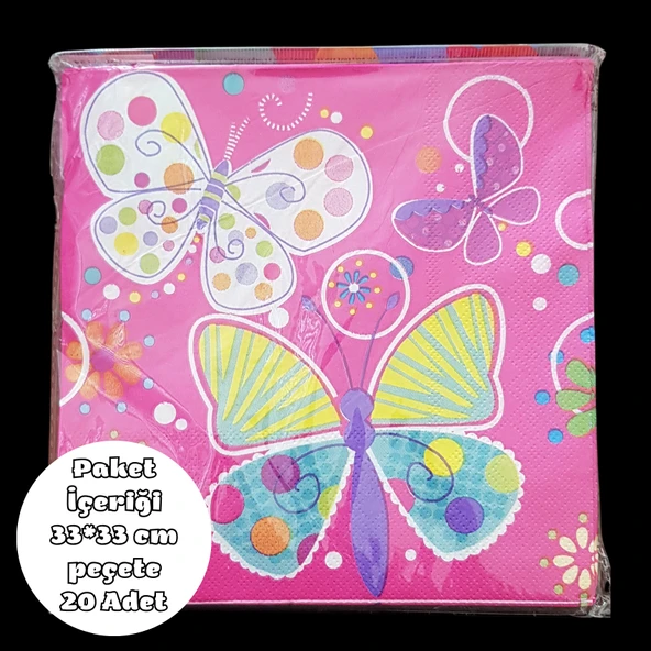 Kelebek Temalı Peçete 33*33 cm 20 Adet ürün görseli 1