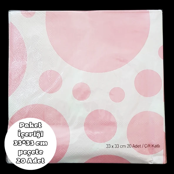 Pembe Puanlı Peçete 33*33 cm 20 Adet ürün görseli 1