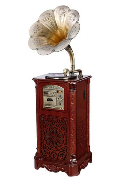 Gramofon Plakçalar Ahşap Standlı 150cm Radyo Bluetooth Usb C0997 - Resim 6