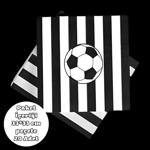 Siyah Beyaz Taraftar Peçete 33*33 cm 20 Adet ürün görseli 1