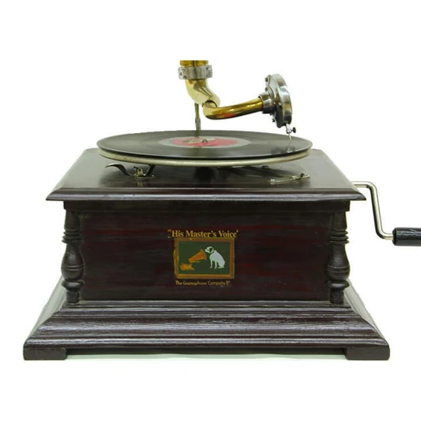 Gramofon Plakçalar Nostaljik Kurmalı Ahşap Kare ASIG509 - Resim 5