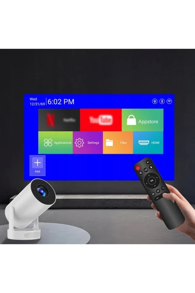 HY300ProMax Bataryalı Android Akıllı Projektör - 4K Destekli, WiFi6, Taşınabilir Ev Sineması - 2