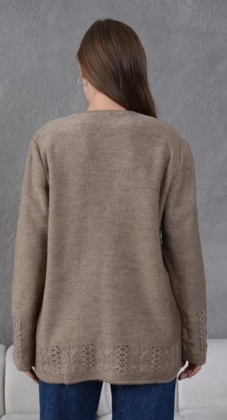 Kadın Anne Büyük Beden Zincir Çiçek Motifli Hırka - 9