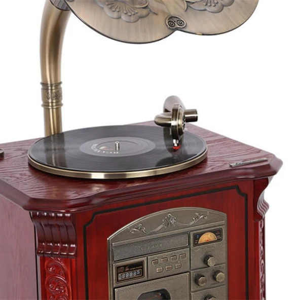 Gramofon Plakçalar Ahşap Standlı 150cm Radyo Bluetooth Usb C0997 - Resim 5