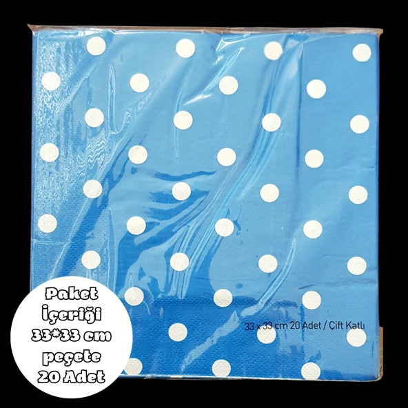 Koyu Mavi Beyaz Puanlı Peçete 33*33 cm 20 Adet ürün görseli 1