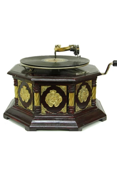 Gramofon Sekizgen Bronz Kakma Kurmalı Plakçalar ASIG523O - Resim 9