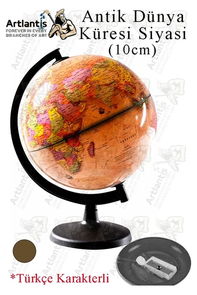 Dünya Küresi 10cm Siyasi 1 Adet Masaüstü Siyasi Dünya Küresi Coğrafya Sınıf Eğitim Kalemtraşlı Dünya - 3