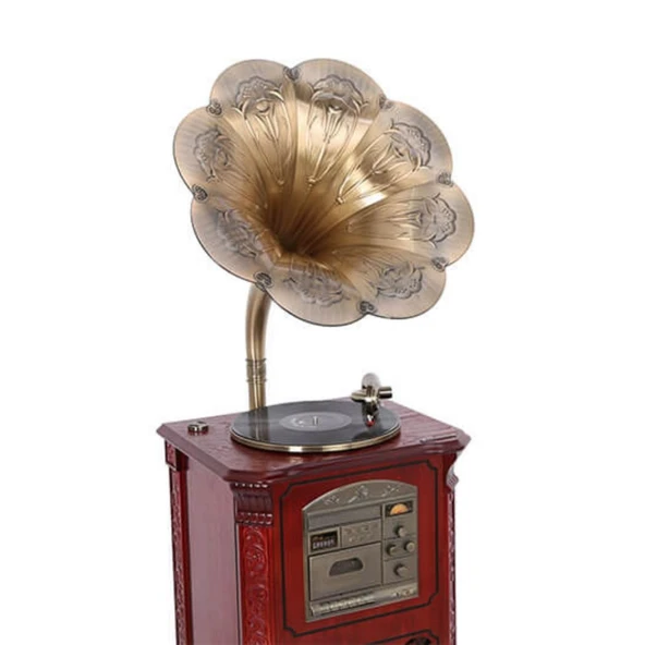 Gramofon Plakçalar Ahşap Standlı 150cm Radyo Bluetooth Usb C0997 - Resim 3