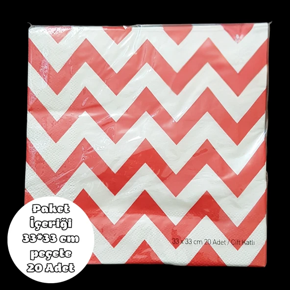 Kırmızı Zigzag Peçete 33*33 cm 20 Adet ürün görseli 1