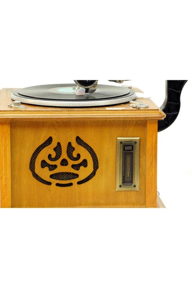 Gramofon Kare Ahşap Plakçalar Radyo Bluetooth Usb C0103 - Resim 10