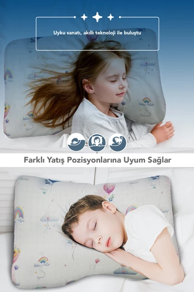 Visco ortopedik çocuk yastığı,boyun destekli delikli hava kanallı Visco yastık (balon) - Resim 6