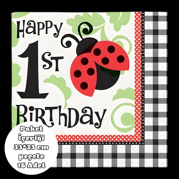 Uğur Böcekli 1 Yaş Peçete 33*33 cm 16 Adet ürün görseli 1