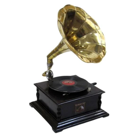 Gramofon Plakçalar Nostaljik Kurmalı Ahşap Kare ASIG509 - Resim 4