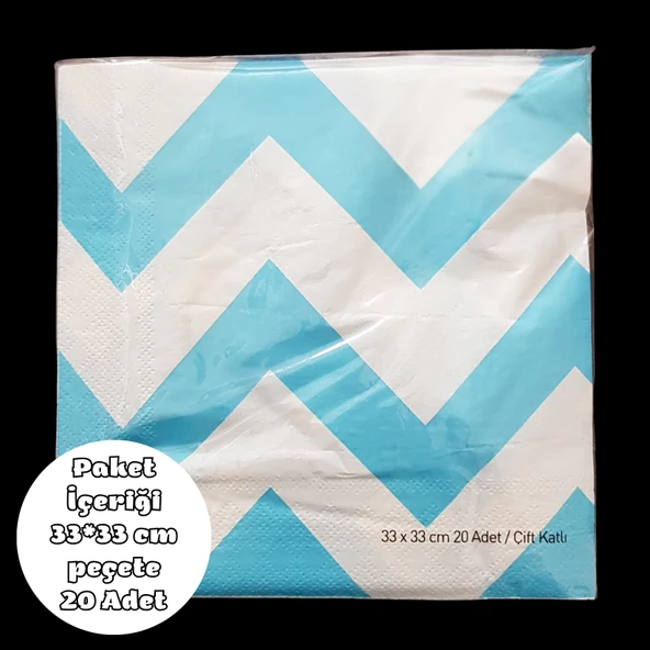 Mavi Zigzag Peçete 33*33 cm 20 Adet ürün görseli 1
