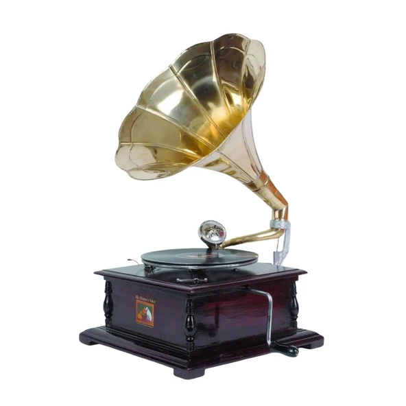 Gramofon Plakçalar Nostaljik Kurmalı Ahşap Kare ASIG509 - Resim 3