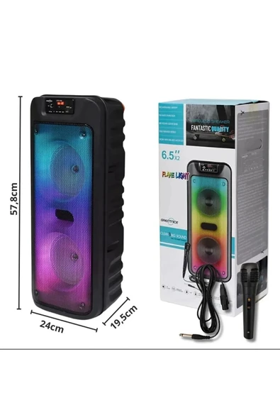 GTS-1703 Kablosuz Karaoke Hoparlör  6.5' x2 Çift Woofer Fm Radyo, Usb/Tf/Aux Desteği - 4