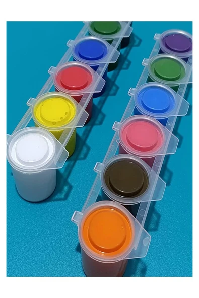 Akrilik Boya 12 Renk 1 Adet Fixpoint 25 ml 12 li Akrilik Boya Resim Dersi Tuval Ahşap Taş Boya Seti - 2