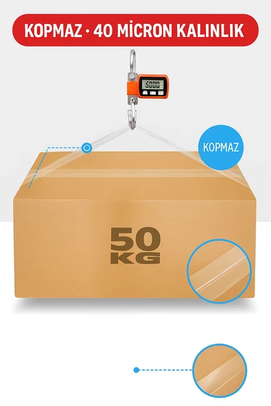 2 Adet - 100 Metre Şeffaf Koli Bandı – Extra Strong 40 Micron Kalınlık, Güçlü Yapışkan - 4