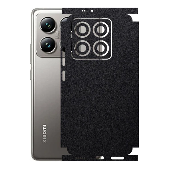 Xiaomi 14T Pro ile Uyumlu 360 Arka Kaplama   Deri Desenli Siyah