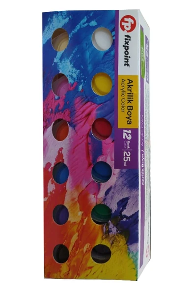 Akrilik Boya 12 Renk 1 Adet Fixpoint 25 ml 12 li Akrilik Boya Resim Dersi Tuval Ahşap Taş Boya Seti