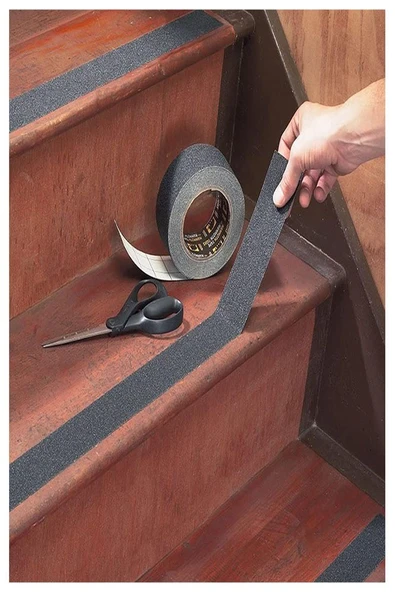 Merdiven Kaydırmaz Bant 3 Adet 5 Metre Zemin Kaymaz Band 5 cm Yapışkanlı Basamak Mermer Beton Fayans Ayakkabı Ahşap Bant - Resim 3