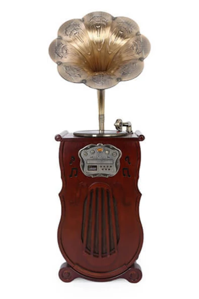 Gramofon 150cm Ahşap Standlı Pikap Plakçalar Radyo Bluetooth Usb C1000 - Resim 7