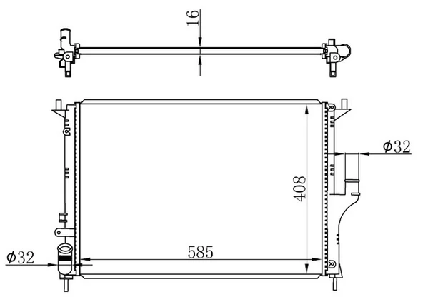 ORIS BDC046016 MOTOR SU RADYATÖRÜ DACIA LOGAN 06> SANDERO 08> DUSTER 10> 1.4 1.5dCİ 1.6 AC 585x408x22 8200735039-214100980R ürün görseli 1