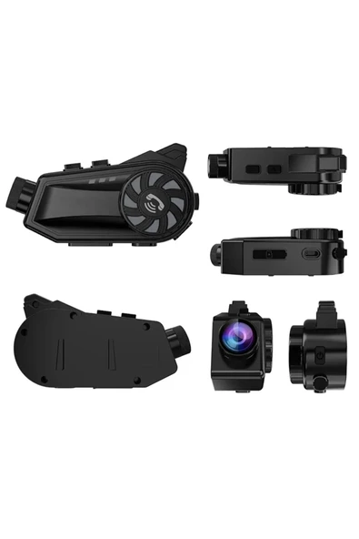 BT68 1080P Geniş Açılı Kameralı Motosiklet Kask Kulaklığı 3000mAh Bataryalı Bluetooth - 2