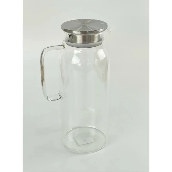 1500 ml Borosilikat Cam Su Sürahisi - Metal Kapaklı ve Isıya Dayanıklı - Resim 2