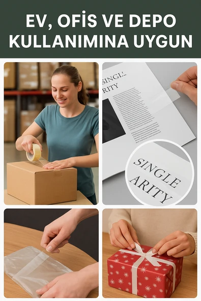 6 Adet-100 Metre Şeffaf Koli Bandı – Extra Strong 40 Micron Kalınlık, Güçlü Yapışkan - 6