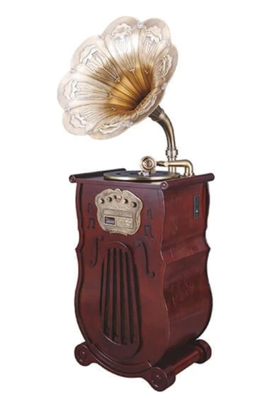 Gramofon 150cm Ahşap Standlı Pikap Plakçalar Radyo Bluetooth Usb C1000 - Resim 6