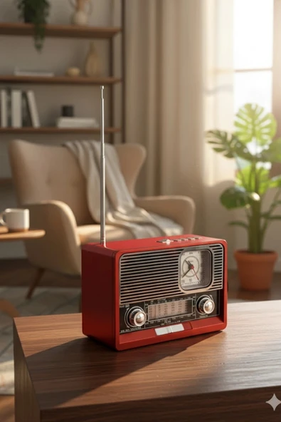 Blackbird Kırmızı Ktf-1647 Nostaljik Ahşap Görünümlü FM Radyo | USB/TF Kart MP3 El Feneri