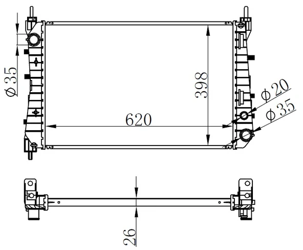 ORIS BFI026026 RADYATÖR BRAZİNG LINEA 1.3 JTD AC KLİMASIZ MEK 621x395x26 51785217-51852517 ürün görseli 1