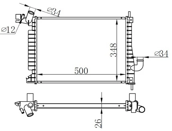 ORIS BOP189026 RADYATÖR BRAZİNG VECTRA B 2.0 DTI 16V AC KLİMASIZ MEK 500x348x26 1300178-52479093 ürün görseli 1