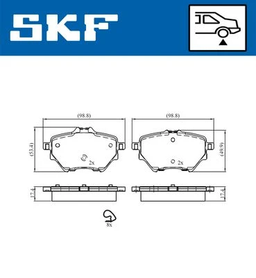 SKF VKBP90101 ARKA FREN BALATASI ASTRA L 21> COMBO E 18> GRANDLAND 17> MOKKA e 20> C4 18> C4 e 22> BERLINGO 18> PARTNER 18> RIFTER 18> 508 18> 308 II-III 13> 3008 16> 408 22> DS4 II 21> 268mm / PROACE ürün görseli 1