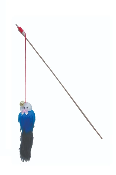 Tüylü Ahşap Çıngıraklı Kedi Oltası Kedi Oyuncağı